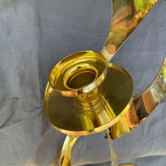 Mid Century Metal Wall Sconce Candle Holder Brass Gold Retro Decor MASCOT Atomic - Picture 9 of 9